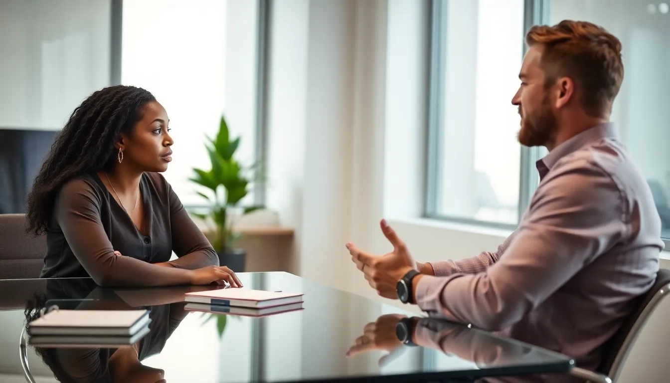 friends discussing relationship problems in a modern office.