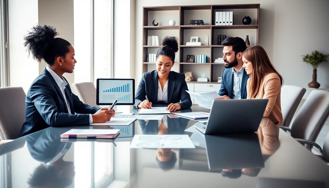 diverse team discussing tax minimization strategies in a modern office.